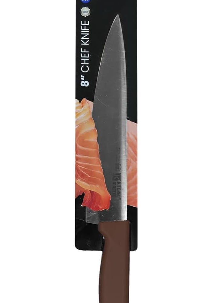 Kitchen Master 8 Inch Stainless Steel Professional Chef Knife (Brown) | NSF Certified for Cooked Meat - Image 2